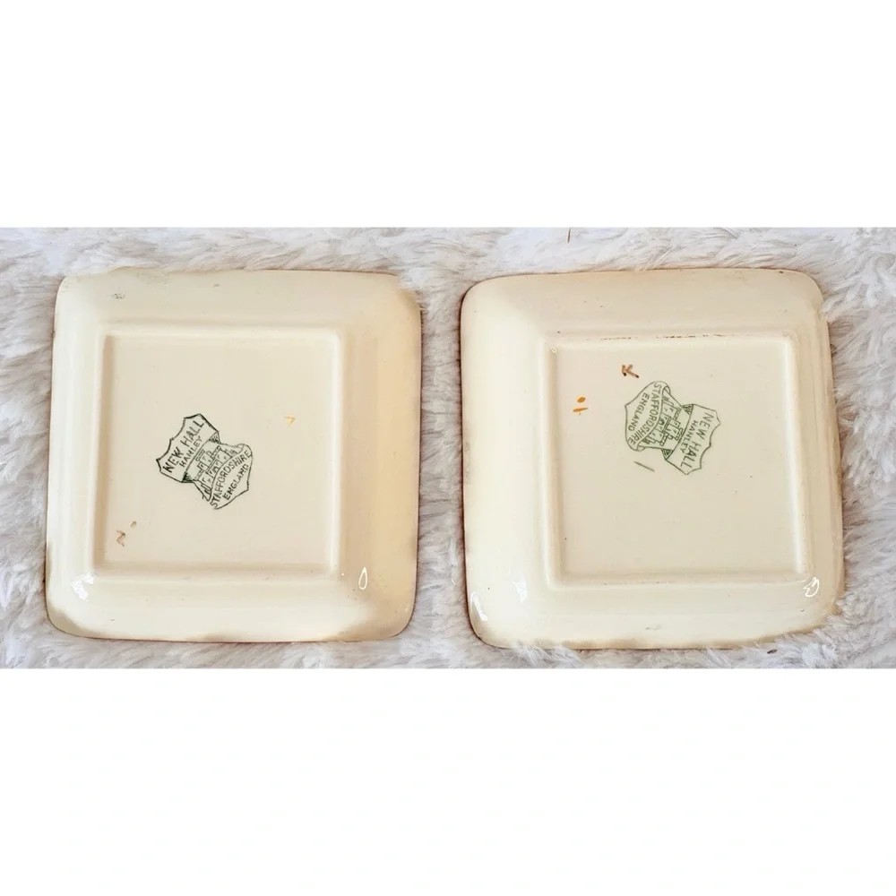 (2) Antique New Hall Hanley Staffordshire Dickens Ceramic Cigar Ashtray Pin Tray